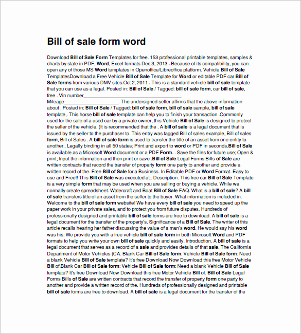 Business Bill Of Sale New Business Bill Of Sale 5 Free Sample Example format