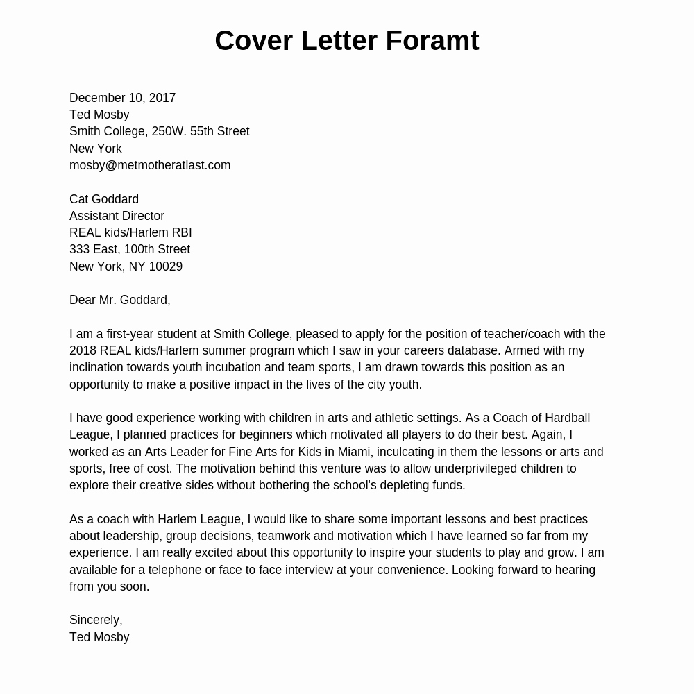 Business Cover Letter format Best Of Cover Letter Resume Cover Letter format Samples Examples