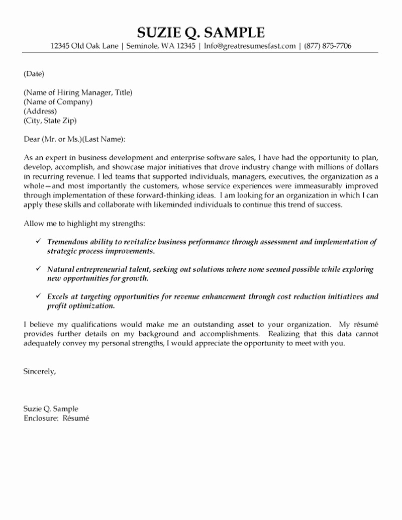 Business Cover Letter format Lovely Business Development and software Sales Cover Letter