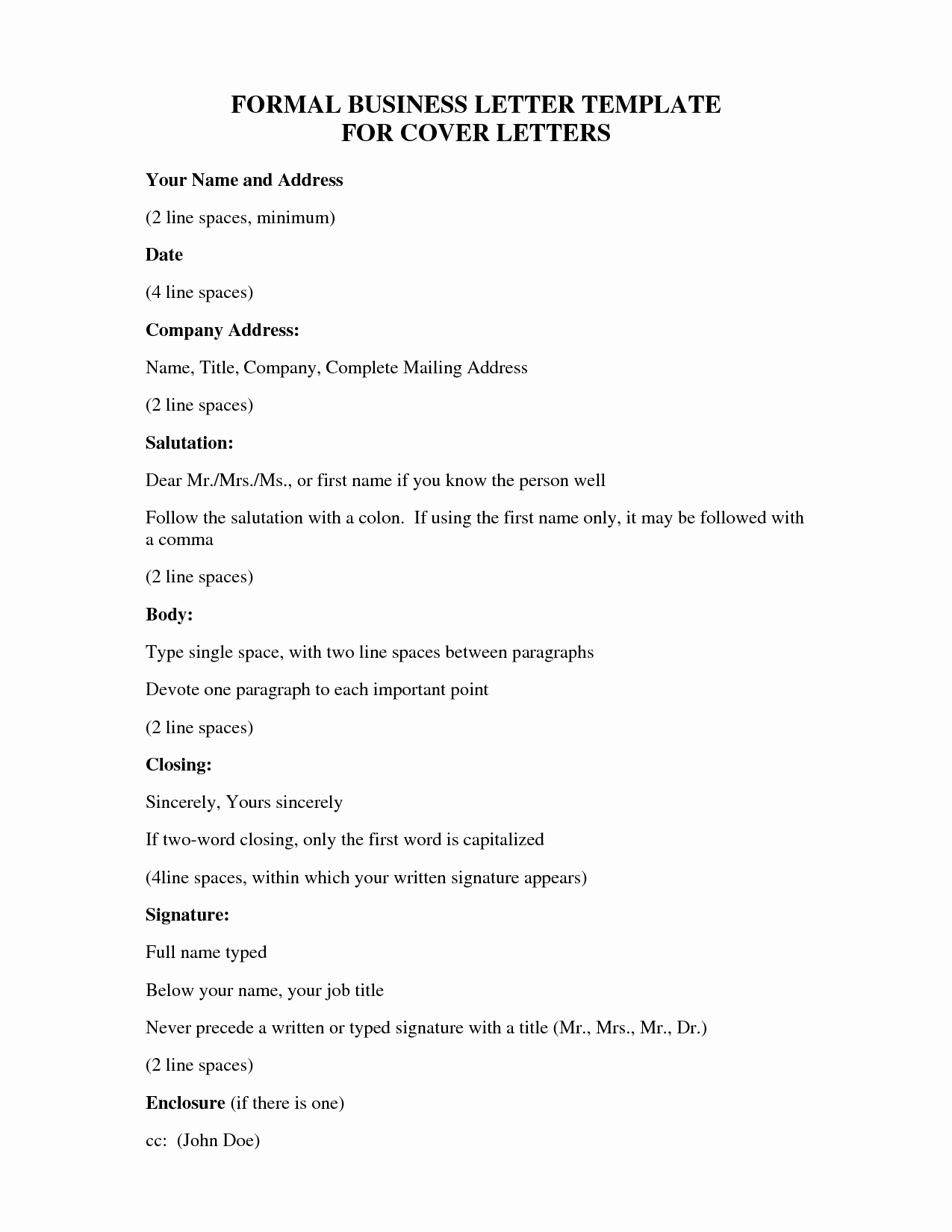 Business Cover Letter format Luxury formal Business Cover Letter format