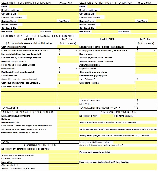 Business Financial Statement Template New 40 Personal Financial Statement Templates &amp; forms