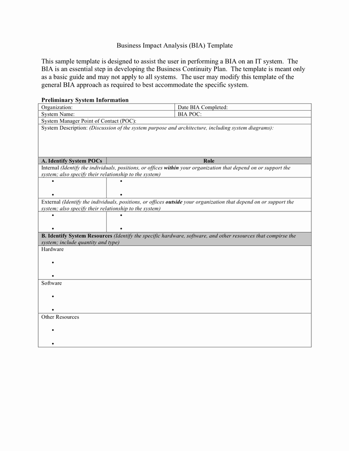 Business Impact Analysis Template Awesome Business Impact Analysis Bia Template In Word and Pdf
