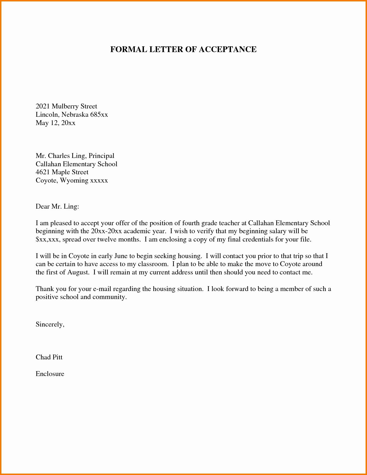 Business Letter Example for Students Beautiful formal Letter format for College