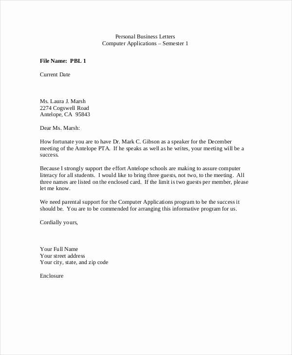 Business Letter Example for Students Fresh 54 formal Letter Examples and Samples Pdf Doc