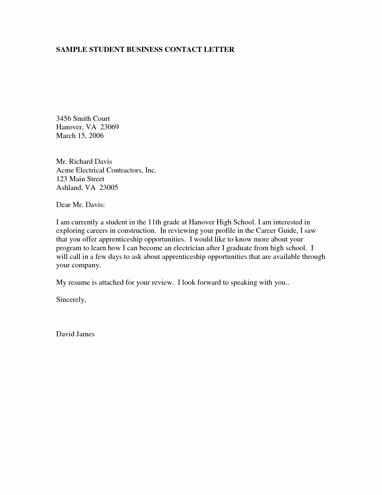Business Letter Example for Students Unique formal Letters Examples for Students