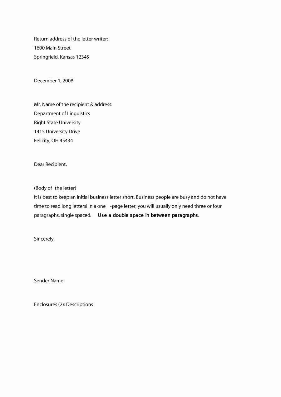 Business Letter format Example Beautiful 35 formal Business Letter format Templates &amp; Examples