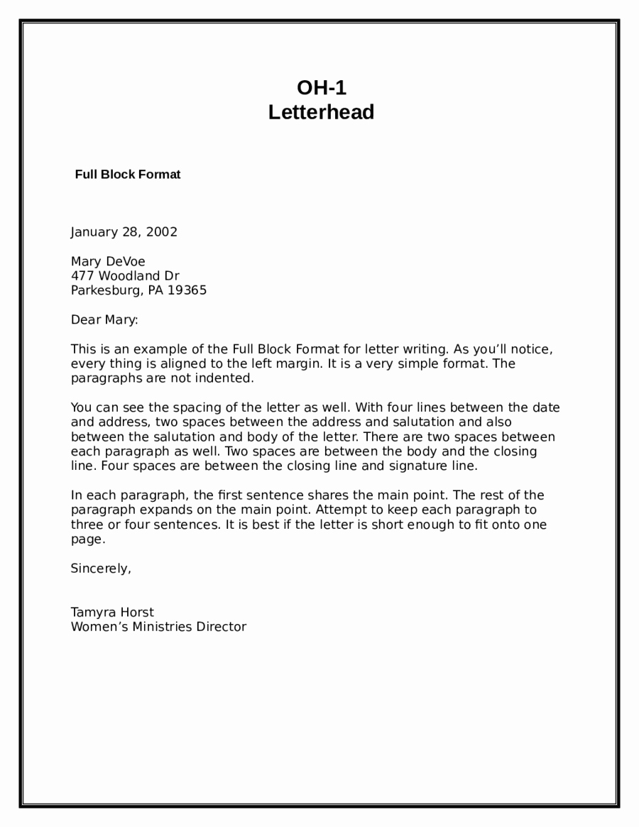 Business Letter format Example Lovely 5 Block Letter formats Word Excel Templates