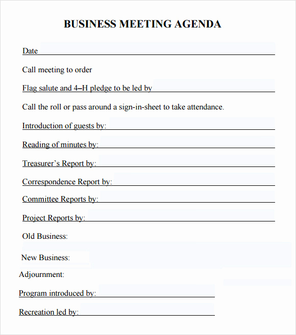 Business Meeting Agenda Template Awesome Business Meeting Agenda Template 5 Download Free