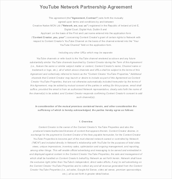 Business Partnership Agreement Template Fresh 18 Partnership Agreement Templates – Free Sample Example