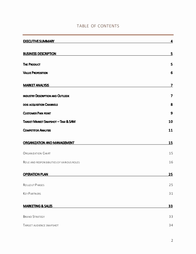 Business Plan Table Of Contents Beautiful Puppyagency Business Plan Master Degree Capstone Project