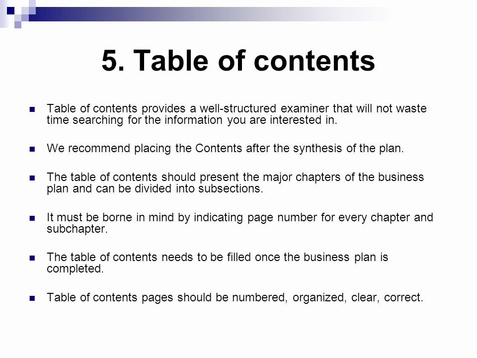 Business Plan Table Of Contents Elegant Business Plan the Business Plan is A Necesity Ppt Video