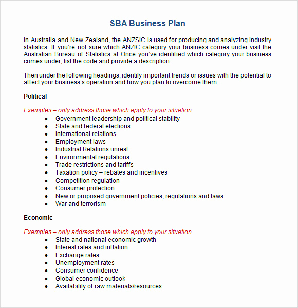 Business Proposal Template Word New 9 Sample Sba Business Plan Templates