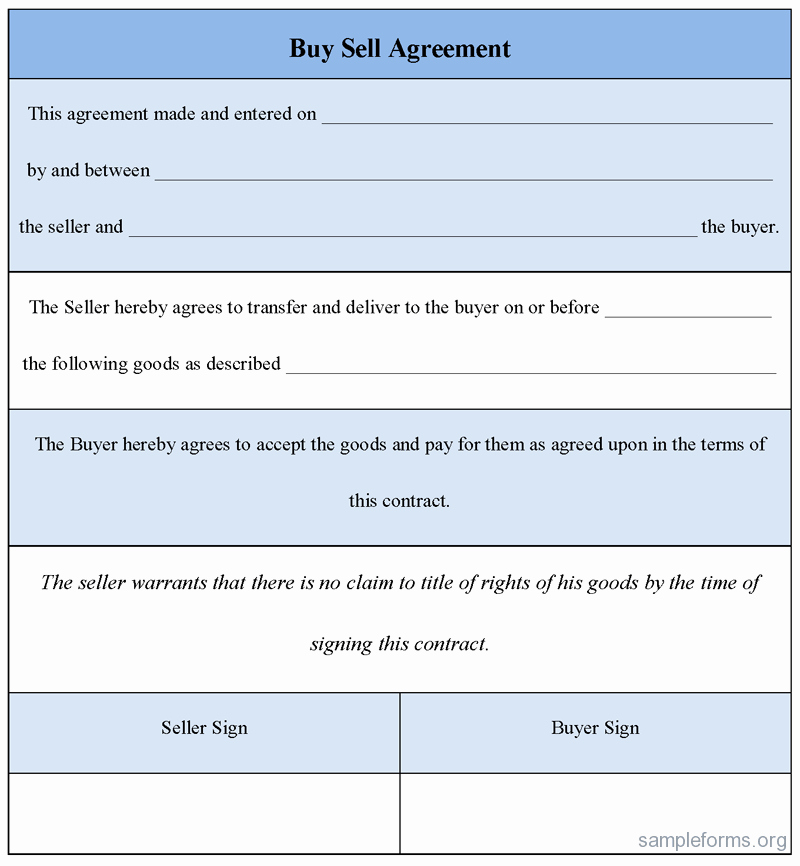 Buy Sell Agreement Template Lovely Buy Sell Agreement form Sample forms
