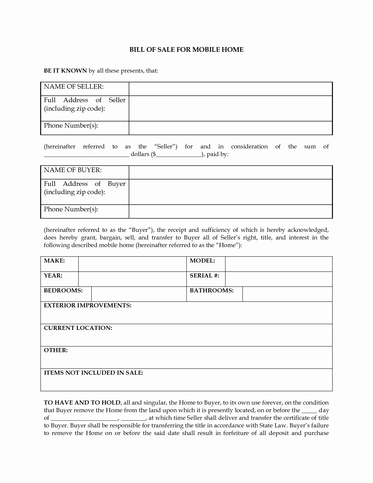 Camper Bill Of Sale Best Of Free Printable Rv Bill Of Sale form form Generic