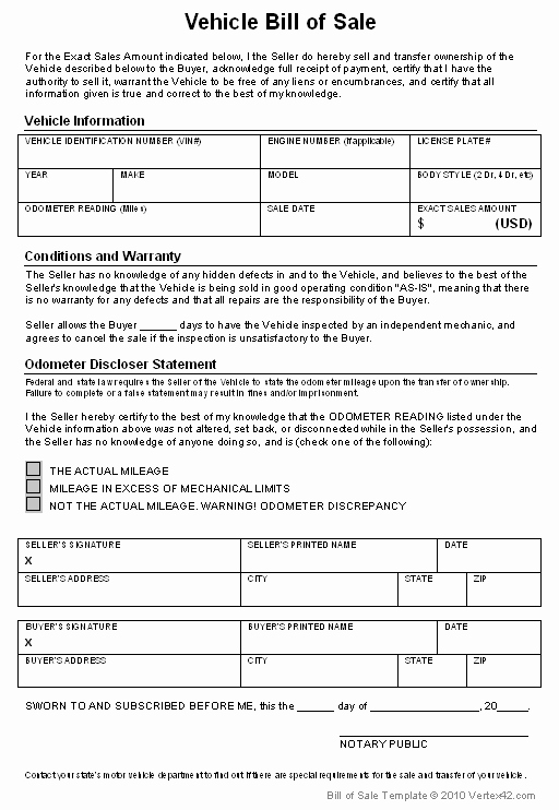 Car Bill Of Sale form Awesome Free Bill Of Sale Template Printable Car Bill Of Sale form