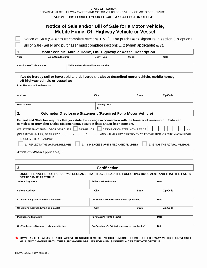 Car Bill Of Sale form Awesome Free Florida Vehicle Boat Bill Of Sale form Pdf