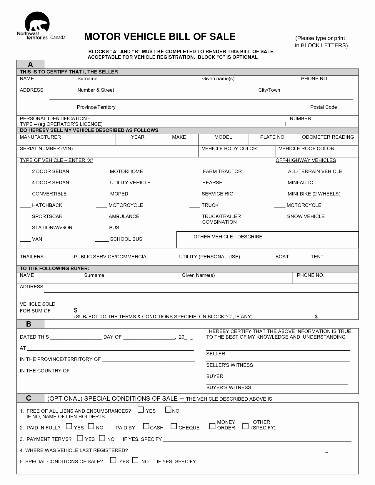 Car Bill Of Sale form Awesome Free Printable Vehicle Bill Of Sale Template form Generic