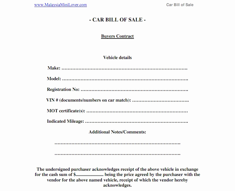 Car Bill Of Sale Pdf Inspirational Automobile Bill Of Sale