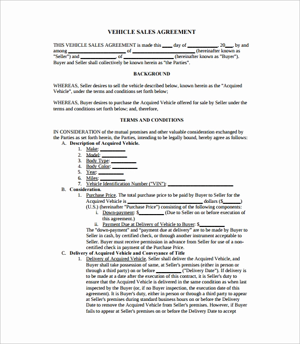Car Sale Agreement Word Doc Lovely 15 Sample Downloadable Sales Agreement Templates