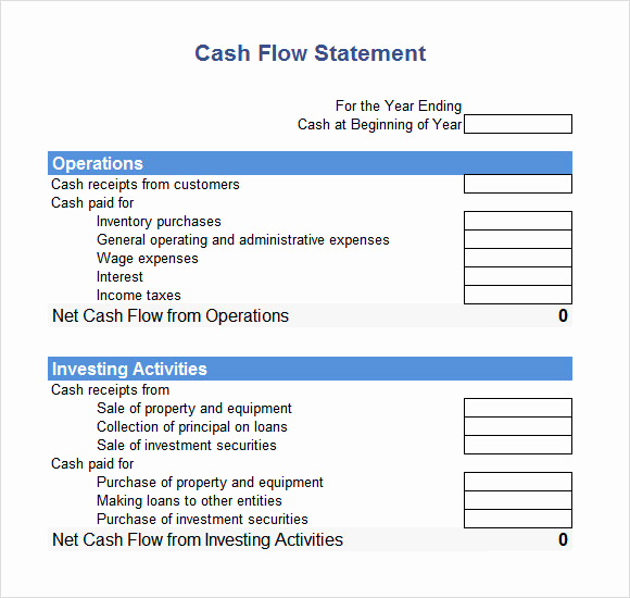 Cash Flow Template Excel Luxury 7 Cash Flow Statement Samples Examples Templates