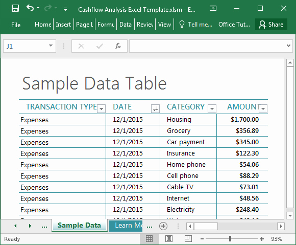 Cash Flow Template Excel Unique Cashflow Analysis Excel Template