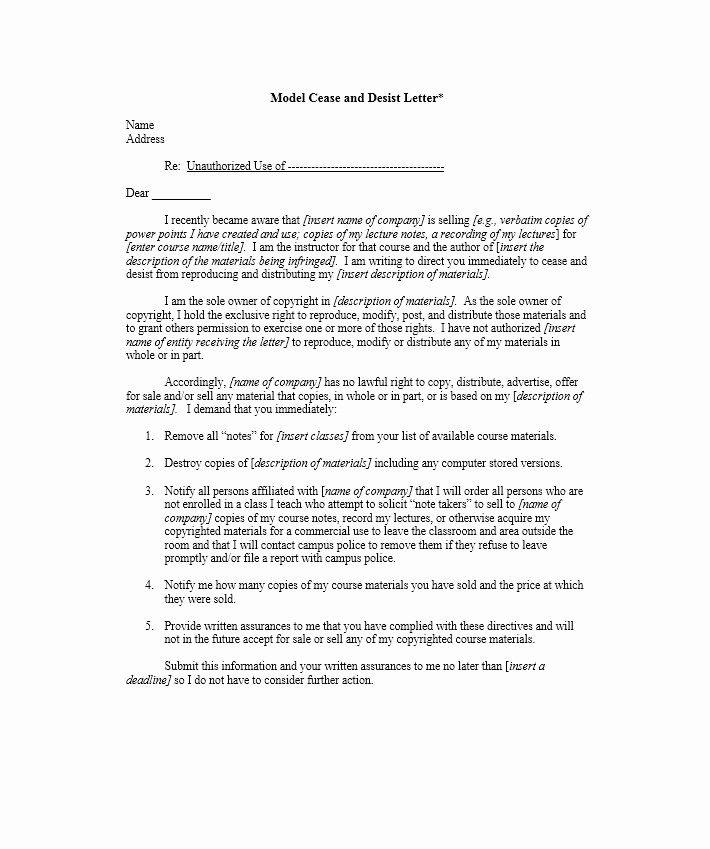 Cease and Desist Letter Sample Awesome 30 Cease and Desist Letter Templates [free] Template Lab