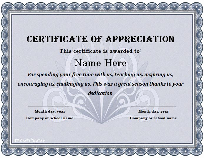 Certificate Of Appreciation Template Free Lovely 30 Free Certificate Of Appreciation Templates Free