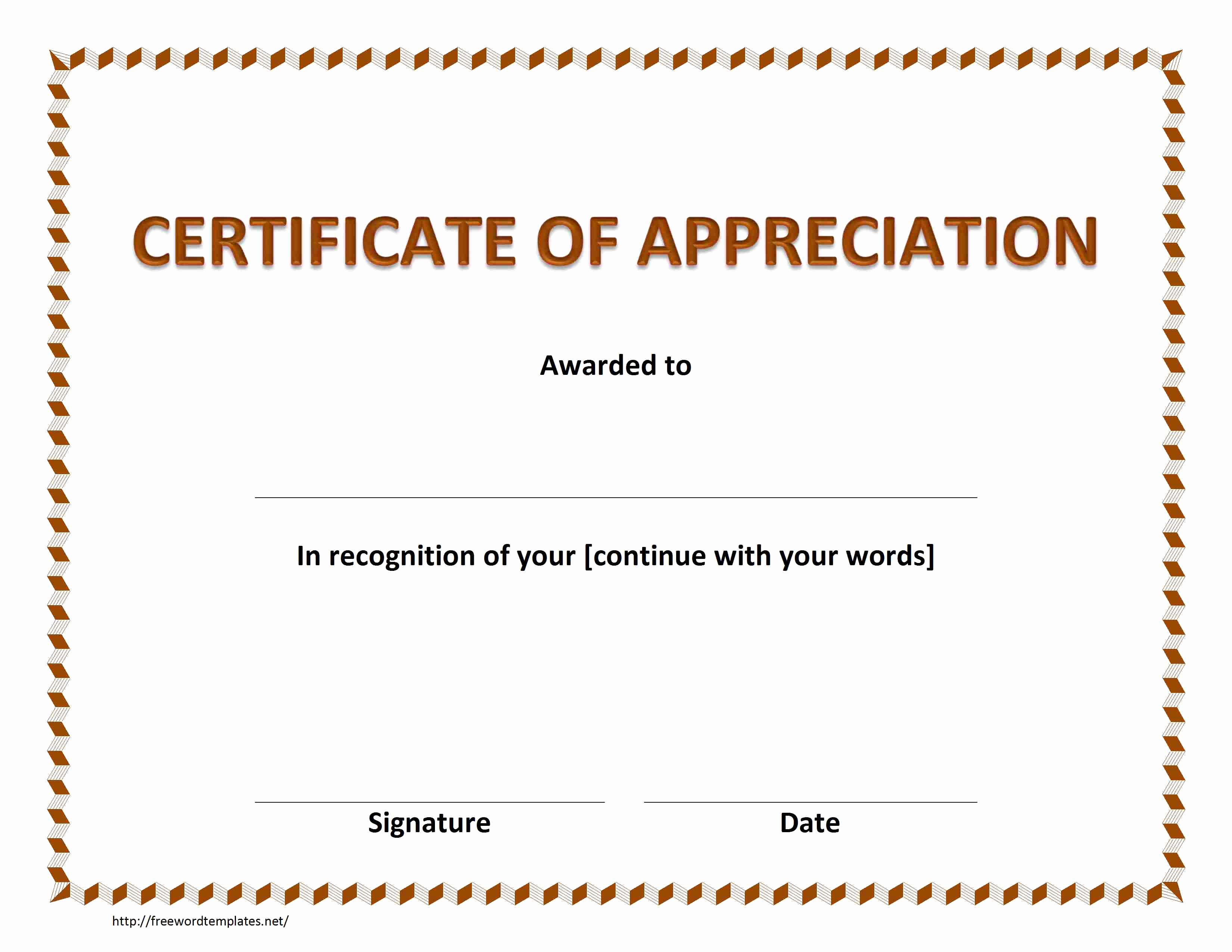 Certificate Of Appreciation Template Free Lovely Certificate Of Appreciation