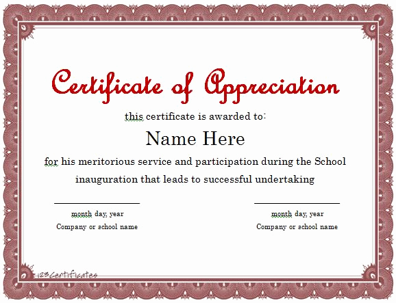 Certificate Of Appreciation Template Free New 30 Free Certificate Of Appreciation Templates and Letters