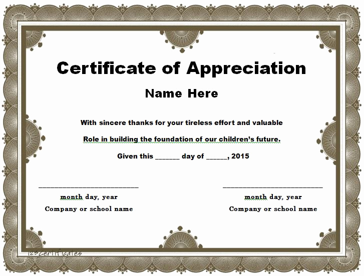 Certificate Of Appreciation Template Word Luxury 31 Free Certificate Of Appreciation Templates and Letters