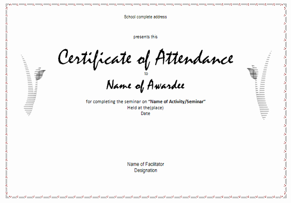 Certificate Of attendance Template Fresh 6 Certificate attendance Templates Website