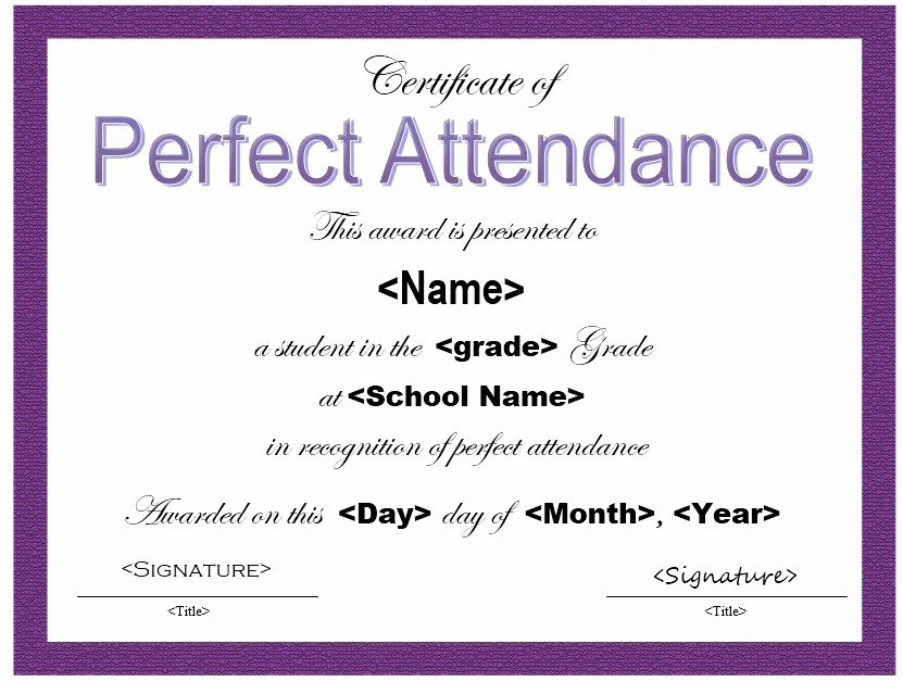 Certificate Of attendance Template Lovely 13 Free Sample Perfect attendance Certificate Templates