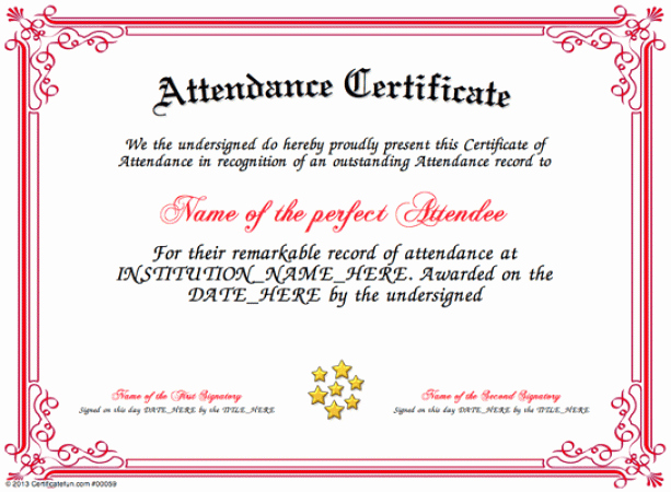 Certificate Of attendance Template Unique 6 Certificate attendance Templates Website