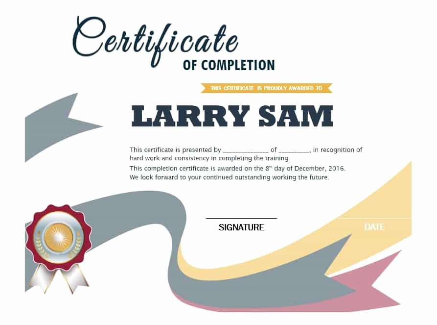 Certificate Of Completion Template Free Beautiful 40 Fantastic Certificate Of Pletion Templates [word