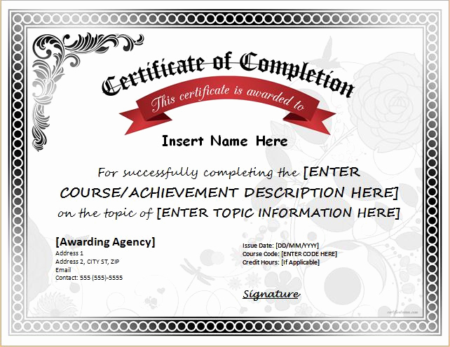 Certificate Of Completion Template Word Inspirational Certificates Of Pletion Templates for Microsoft Word