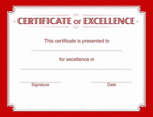 Certificate Of Excellence Template Awesome Certificate Of Excellence Template