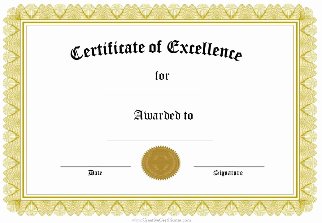 Certificate Of Excellence Template Best Of formal Award Certificate Templates