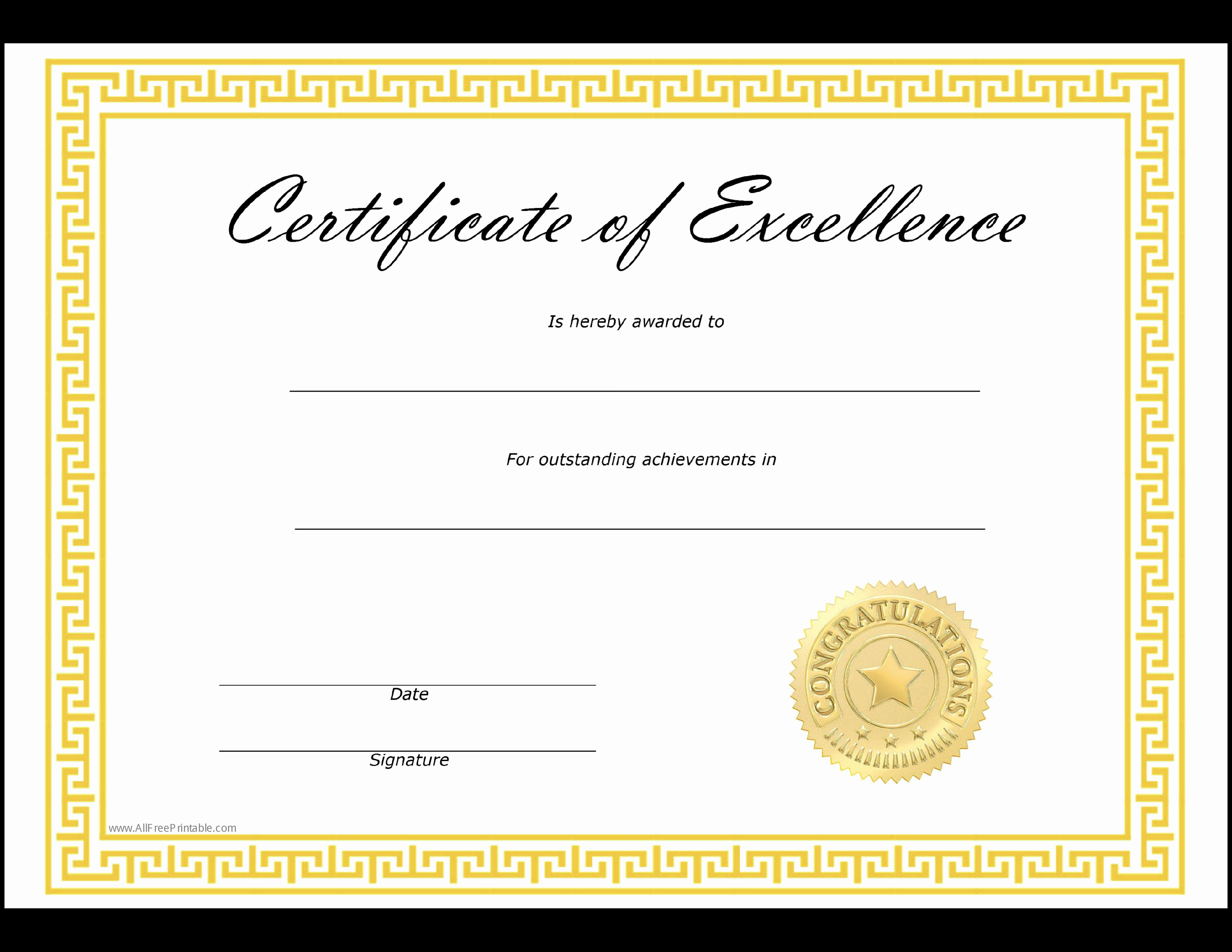 Certificate Of Excellence Template Fresh Free Certificate Of Excellence