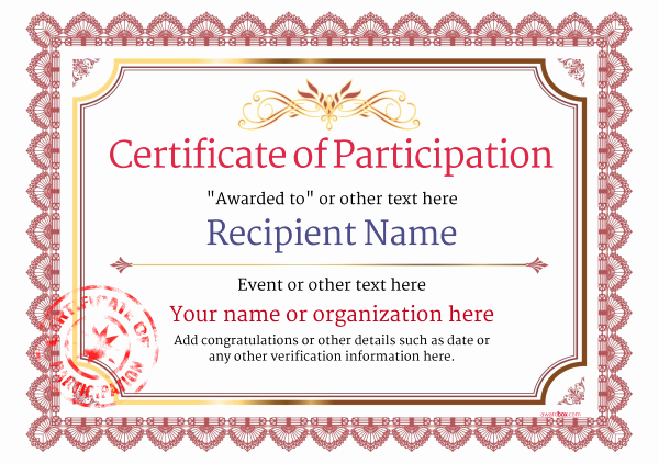 Certificate Of Participation Template Inspirational Participation Certificate Templates Free Printable Add
