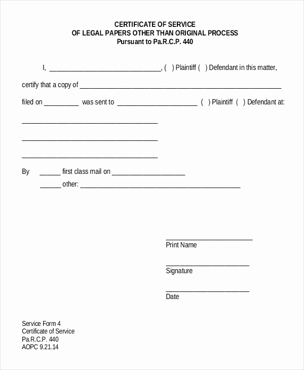 Certificate Of Service Template Awesome Certificate Of Service Template 11 Free Word Pdf