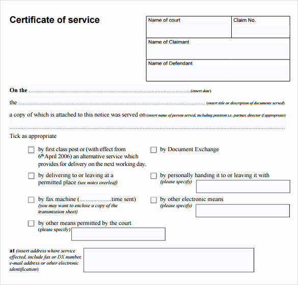 Certificate Of Service Template Elegant Certificate Of Service Template 13 Download Documents