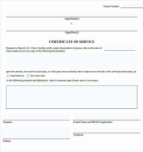 Certificate Of Service Template Fresh Certificate Of Service Template 13 Download Documents