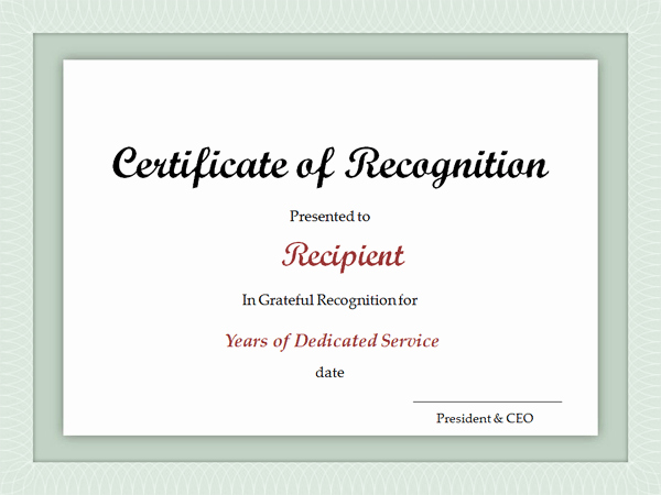 Certificate Of Service Template New Service Award Certificate Template