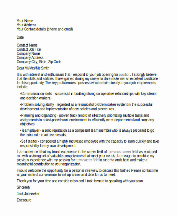 Change Of Career Cover Letter Luxury Cover Letter Career Change 7 Examples In Word Pdf
