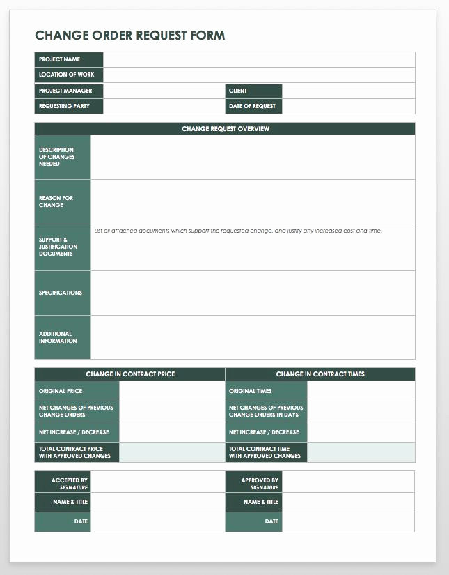 Change order form Template Best Of 15 Free Work order Templates