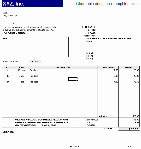 Charitable Donation Receipt Template New Charitable Donation Receipt Template – Excel