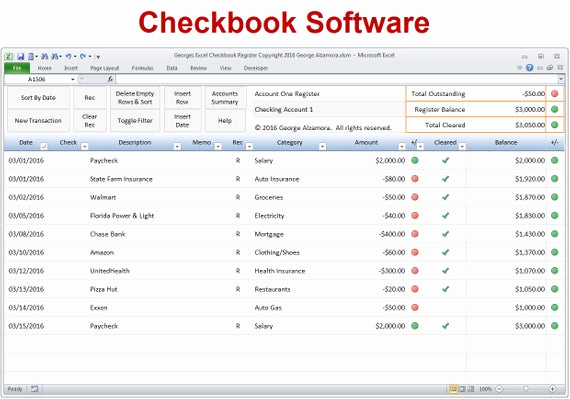 Check Register Template Excel Awesome Excel Checkbook software Checkbook Register Spreadsheet