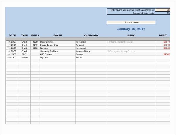 Check Register Template Excel Unique 30 Checkbook Register Templates Free Pdf Excel format