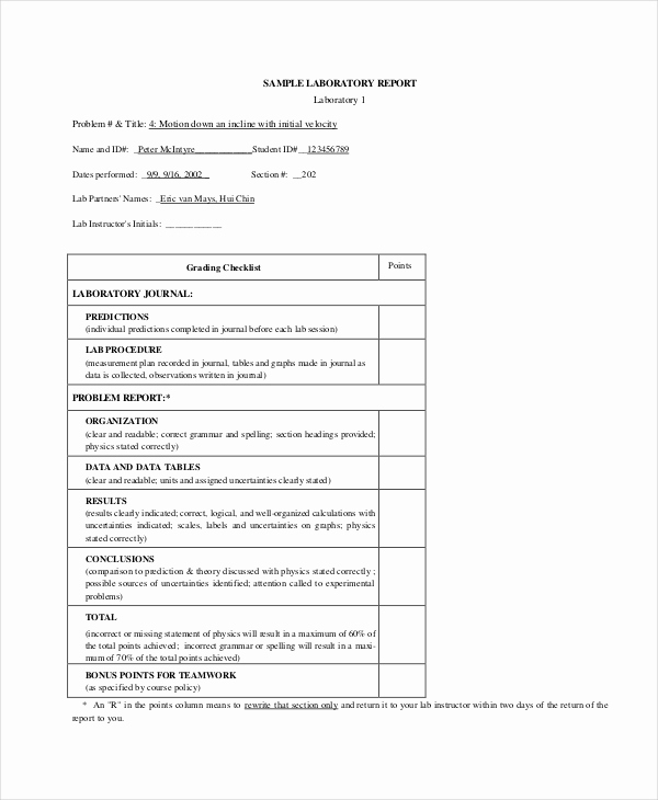 Chemistry Lab Report Template Beautiful 9 Lab Report Templates Free Sample Example format