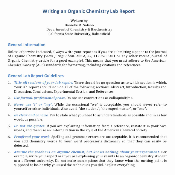 Chemistry Lab Report Template New 30 Sample Report Writing format Templates Pdf